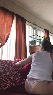 AngelGrave Spies on the Pool Boy While Masturbating and Fucking herself with a Clear Thick Fake Cock